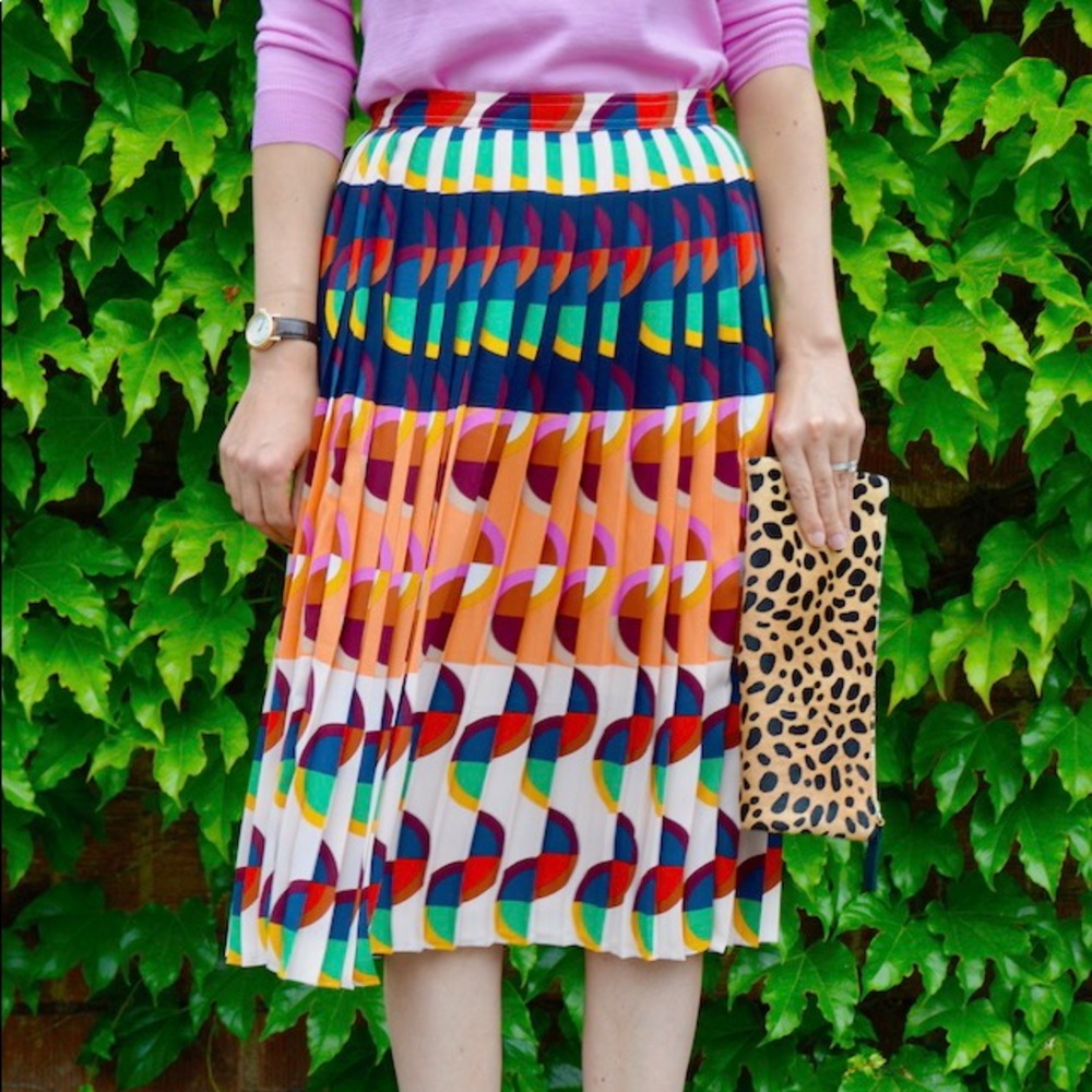 J. Crew Pleated Art Deco Midi Skirt Size 0